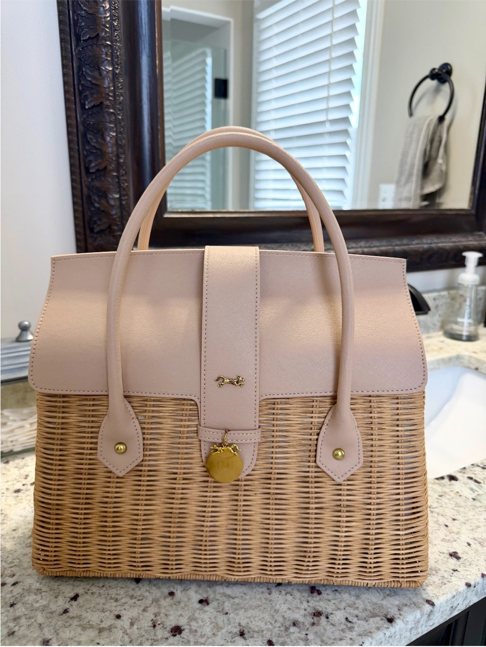 MME. Mink Onassis 35 Basket Handbag - Nude. NWOT. Never carried.